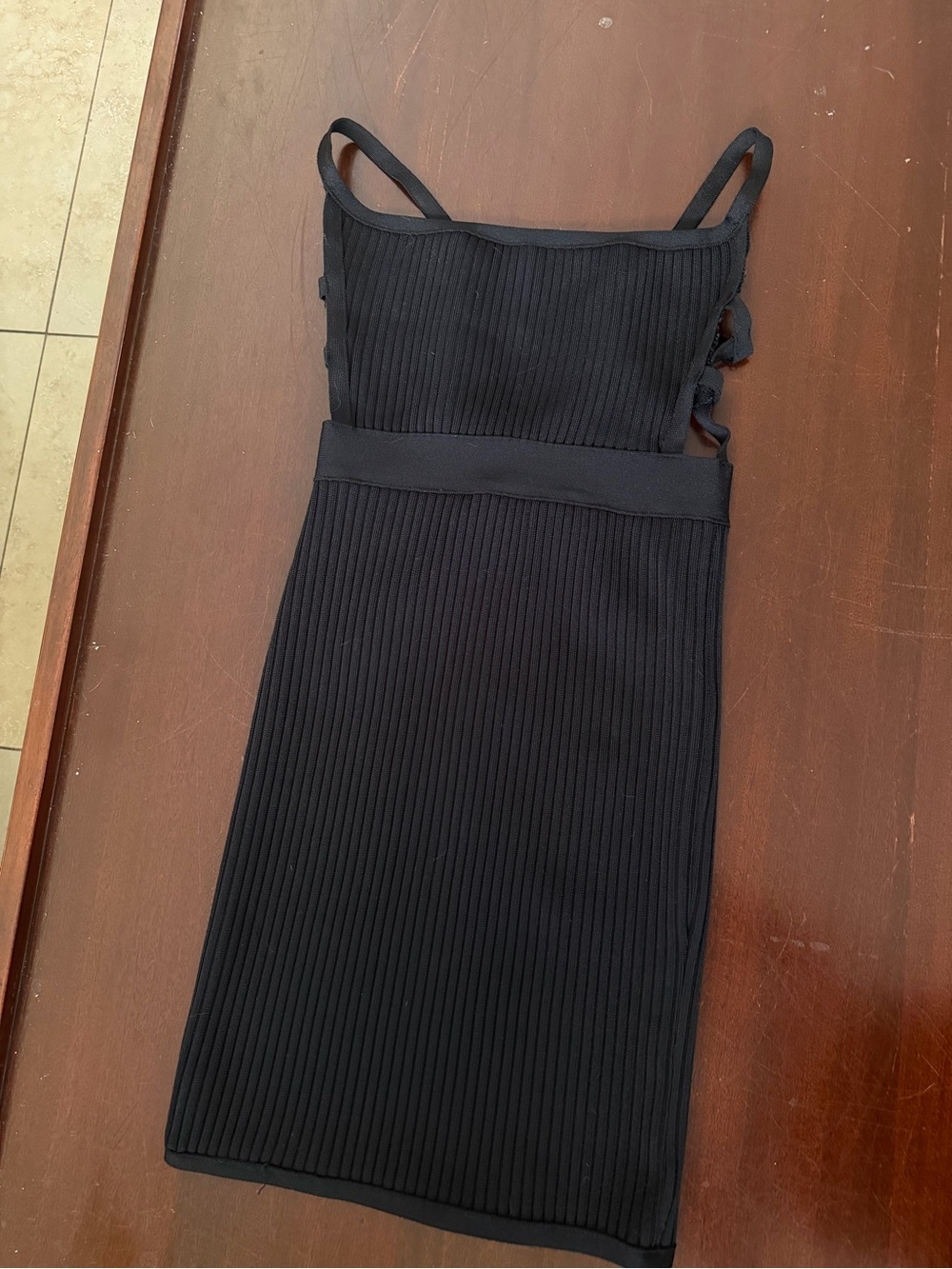 Tiger Mist Black Ribbed Spaghetti Strap Dress